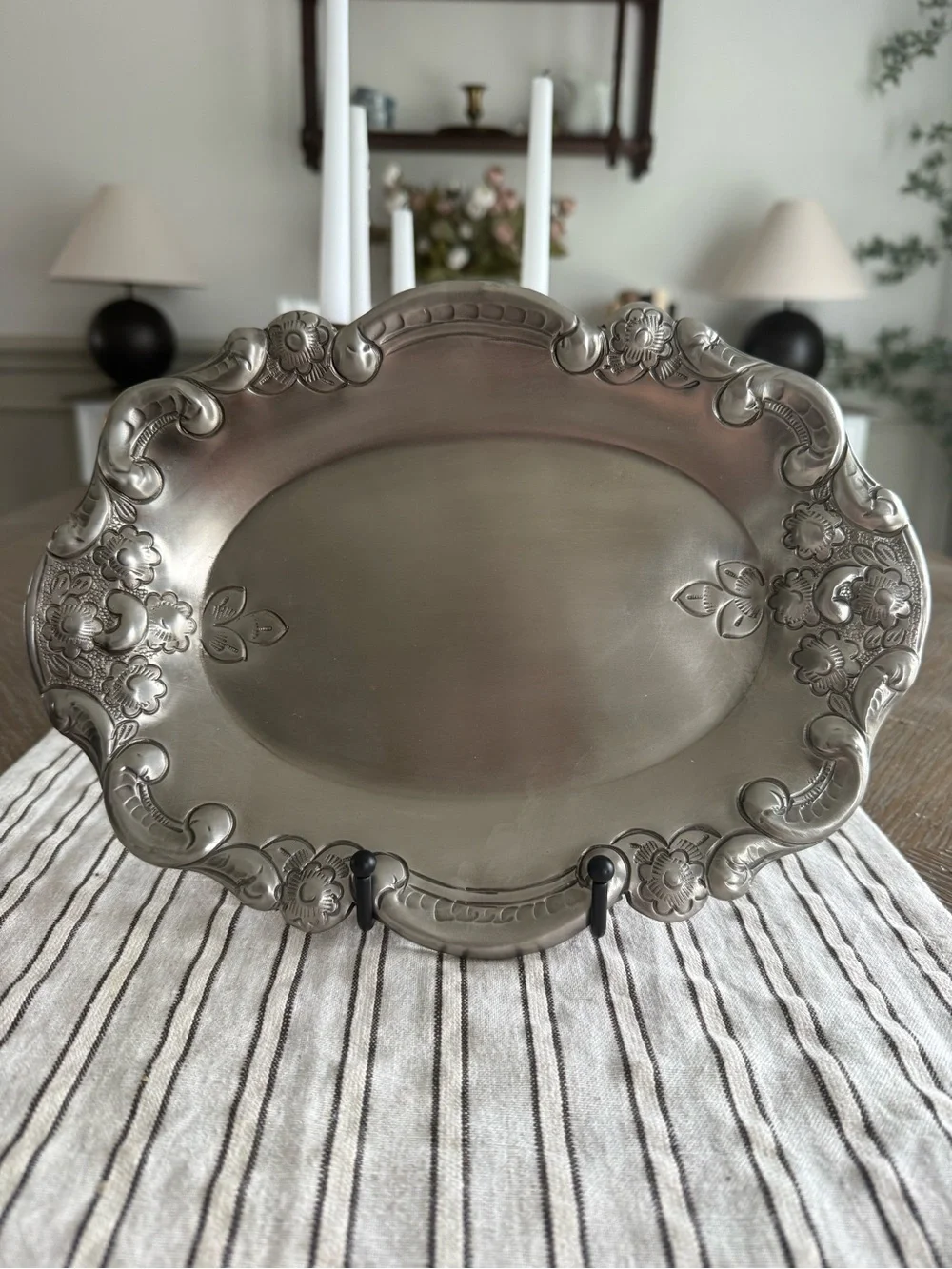 Pottery Barn Silver-Tone Decorative Platter